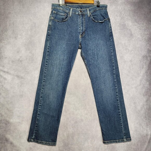 Levis 505 Jeans Mens 34x30 Blue Denim Straight Leg Regular Fit Classic Zip Fly‎ - Picture 2 of 16